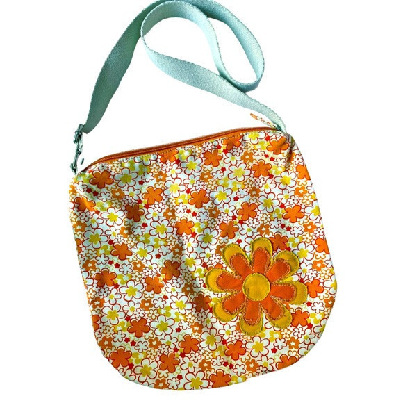 Fashion Express Handbags - Fashion‎ Express Small Orange Retro Floral Crossbody Bag